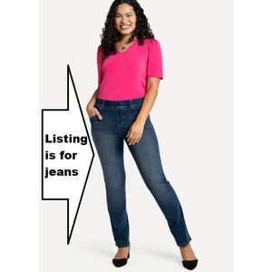 NEW Betabrand Large 12 / 14 "Straight Leg 7 Pocket Yoga Denim Jean Pant" Pull-On